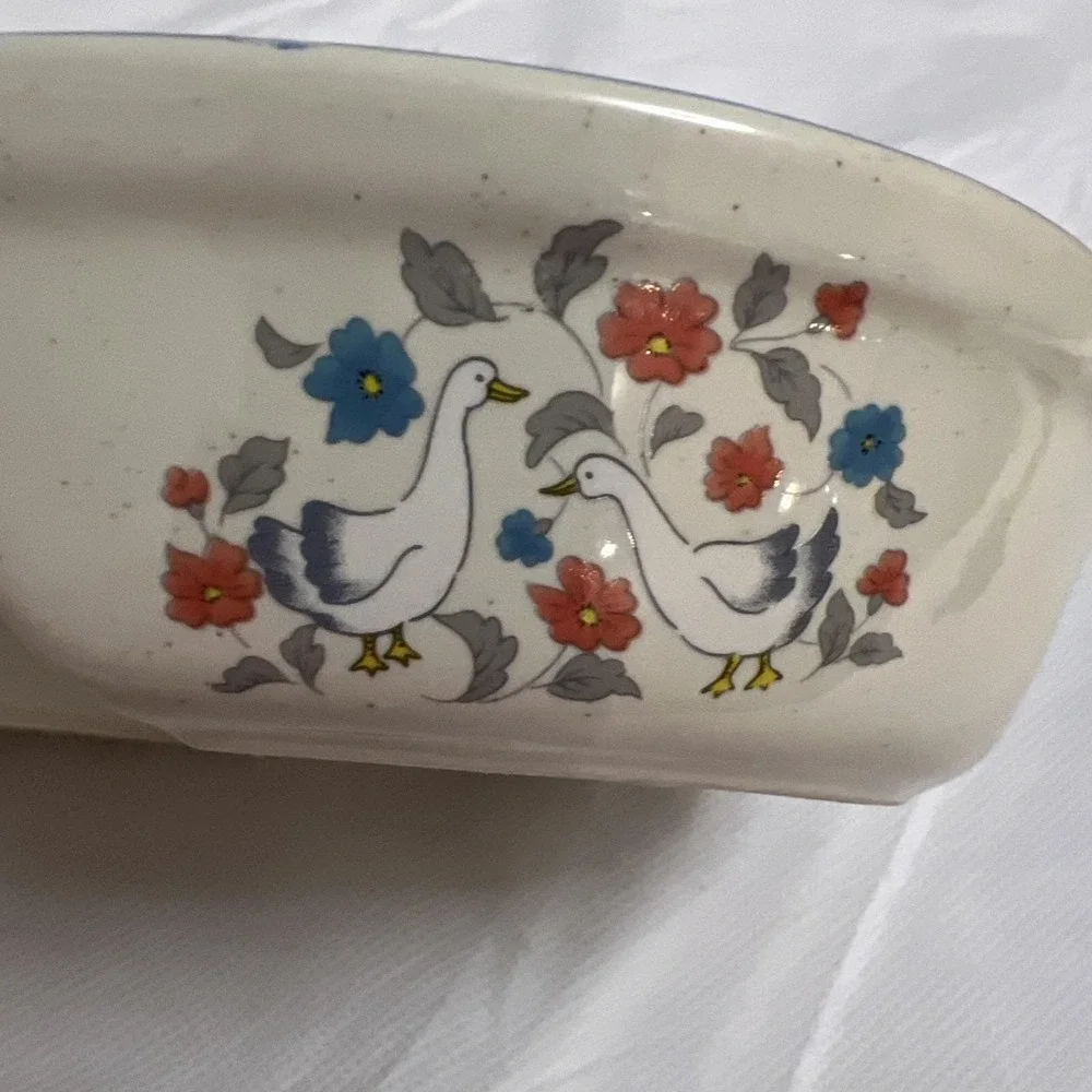 Vintage 80s 90s Divided Geese Split Baking Dish Country Collection CollectorRare